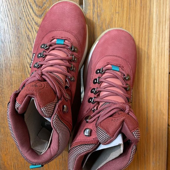 TIMBERLAND WOMEN'S WHITE LEDGE WATERPROOF MID HIKER DARK RED FULL GRAIN A5P2B - Picture 9 of 11